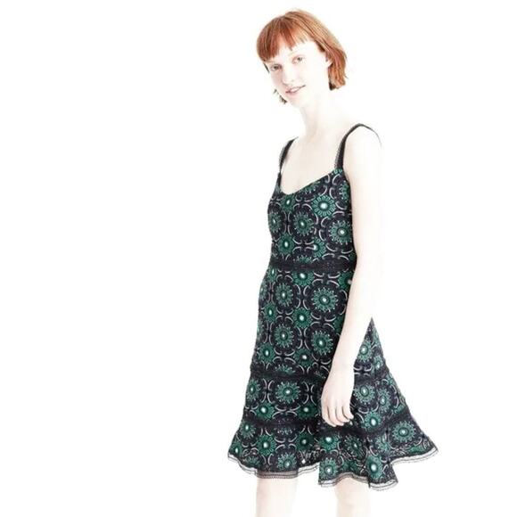 J. Crew Eyelet Tiered Floral Embroidered Dress Mini Women’s 6 Navy Old Money - Picture 3 of 11